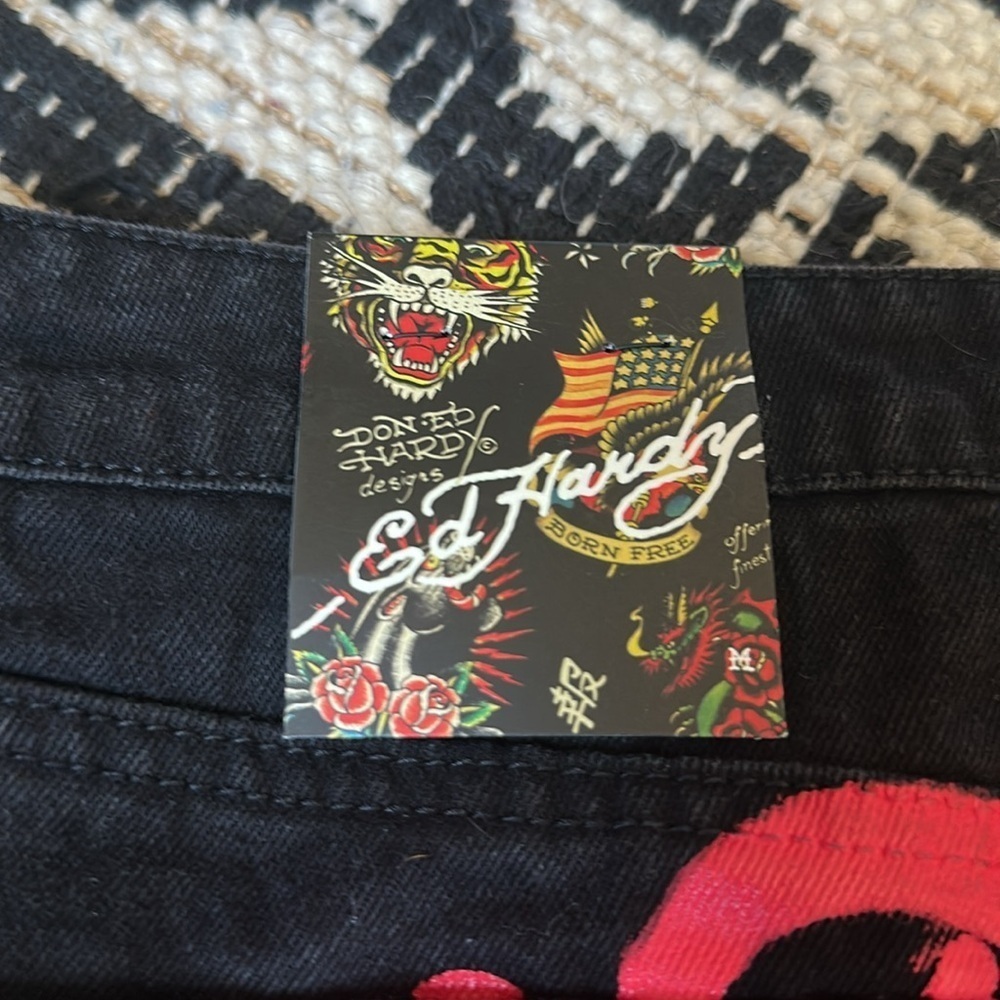 NWT Ed Hardy TIGERS ZIPPER FRONT MINI DENIM SKIRT - Picture 7 of 7